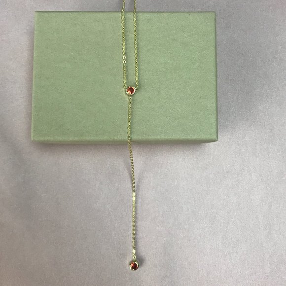 14K  Gold Two Stone Lariat - Picture 4 of 4